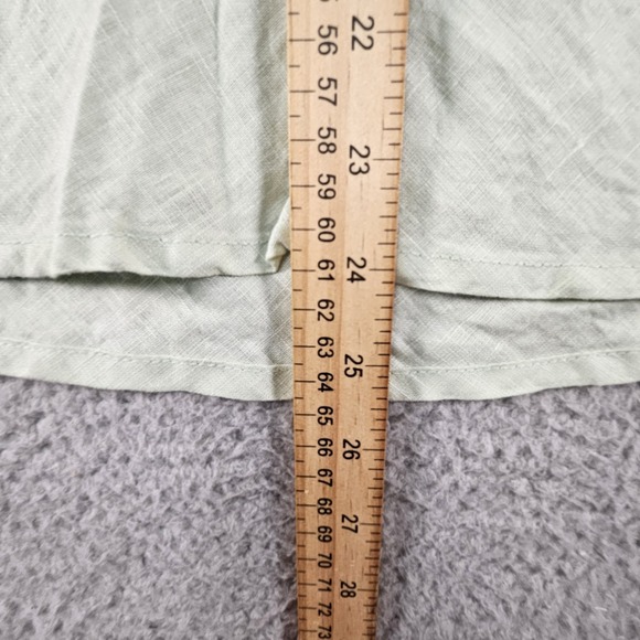 Flax Linen Tank Top Womens P XS Green Ruffle Collar Preppy Casual Classic Beachy - Picture 8 of 11